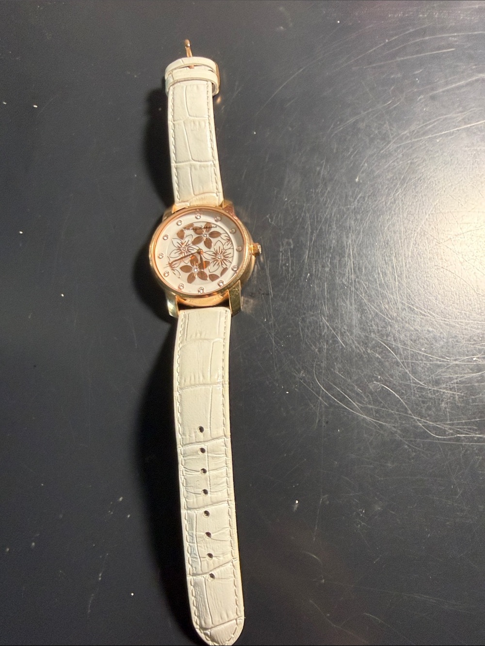 Tommy Bahama White Floral Dial Gold-Tone Women’s Watch